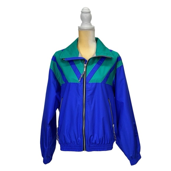 Vintage Marker Windbreaker Jacket 80s 90s Blue Green *Women’s* Size Medium Vtg - Picture 2 of 10